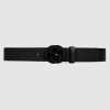 Gucci Unisex Leather Belt with Interlocking G in Black Leather