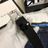 Gucci Unisex Leather Belt with Square G Buckle in 3.8cm Width-Black (1)