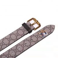 Gucci Unisex Tiger Print GG Supreme Belt in BeigeEbony GG Supreme Canvas (1)