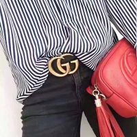 Gucci Unisex Wide Leather Belt with Double G-Black (1)