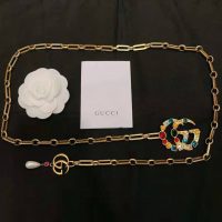 Gucci Women Chain Belt with Crystal Double G Buckle in Gold-Toned Chain (1)