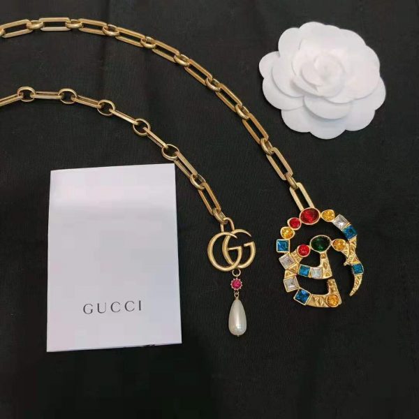 Gucci Women Chain Belt with Crystal Double G Buckle in Gold-Toned Chain (4)