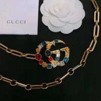 Gucci Women Chain Belt with Crystal Double G Buckle in Gold-Toned Chain (1)