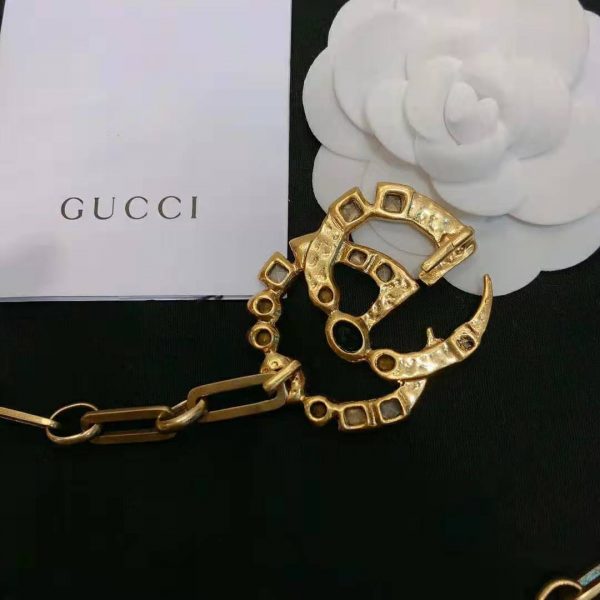 Gucci Women Chain Belt with Crystal Double G Buckle in Gold-Toned Chain (8)