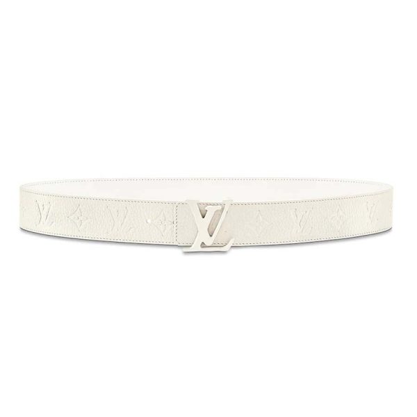 Louis Vuitton LV Unisex Ceinture LV Shape 40mm Belt in Lanière En Cuir Taurillon Embossé-White