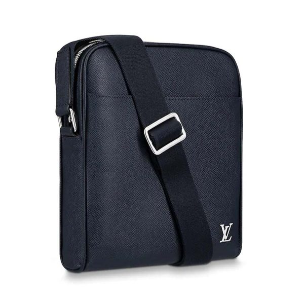 Louis Vuitton LV Men Alex Messenger Bag in Taiga Cowhide Leather-Navy (1)