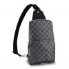 Louis Vuitton LV Men Avenue Sling Bag in Coated Damier Graphique Canvas-Grey