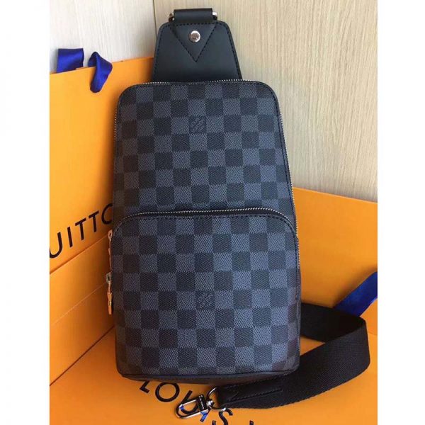 Louis Vuitton LV Men Avenue Sling Bag in Coated Damier Graphique Canvas-Grey (2)