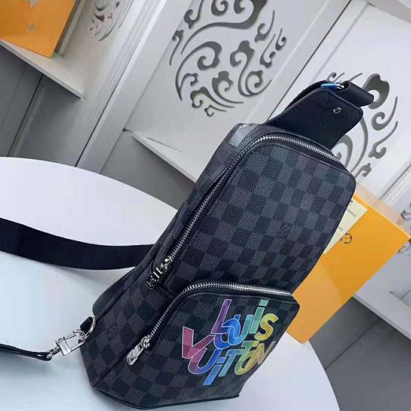 Louis Vuitton LV Men Avenue Sling Bag in Damier Graphite Canvas-Grey (3)