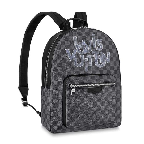 Louis Vuitton LV Men Josh Backpack Bag in Damier Graphite Coated Canvas-Grey (6)