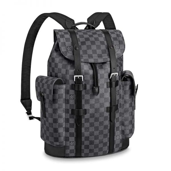 Louis Vuitton LV Unisex Christopher PM Backpack in Damier Graphite Canvas-Grey (1)