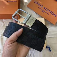 Louis Vuitton LV Unisex Damier Print 40mm Reversible Belt in Damier Canvas-Blue (1)