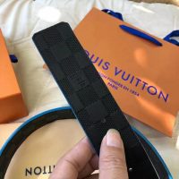 Louis Vuitton LV Unisex Damier Print 40mm Reversible Belt in Damier Canvas-Blue (1)