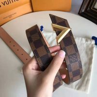 Louis Vuitton LV Unisex Essential V 30mm Belt in Damier Ebene Canvas and Calf Leather (1)