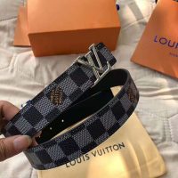 Louis Vuitton LV Unisex LV Initiales 30mm Reversible Belt in Damier Canvas-Grey (1)