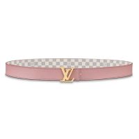 Louis Vuitton LV Unisex LV Initiales 30mm Reversible Belt in Damier Canvas-Pink (1)