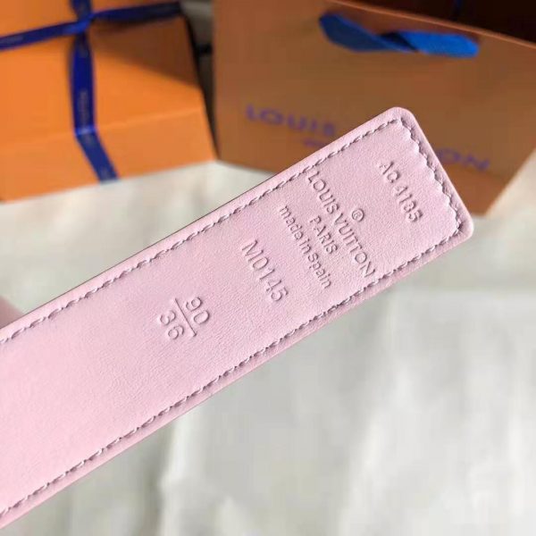 Louis Vuitton LV Unisex LV Initiales 30mm Reversible Belt in Damier Canvas-Pink (3)