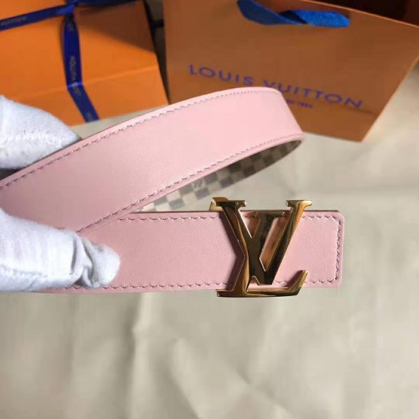 Louis Vuitton LV Unisex LV Initiales 30mm Reversible Belt in Damier Canvas-Pink (4)