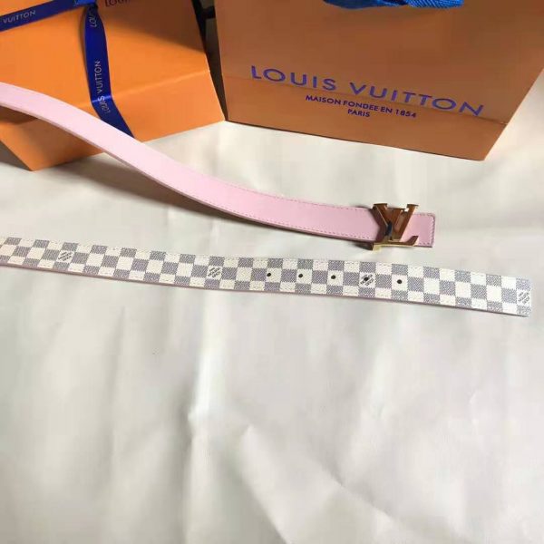 Louis Vuitton LV Unisex LV Initiales 30mm Reversible Belt in Damier Canvas-Pink (6)
