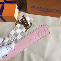 Louis Vuitton LV Unisex LV Initiales 30mm Reversible Belt in Damier Canvas-Pink (1)