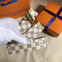Louis Vuitton LV Unisex LV Initiales 40mm Belt in Damier Canvas-Beige (3)