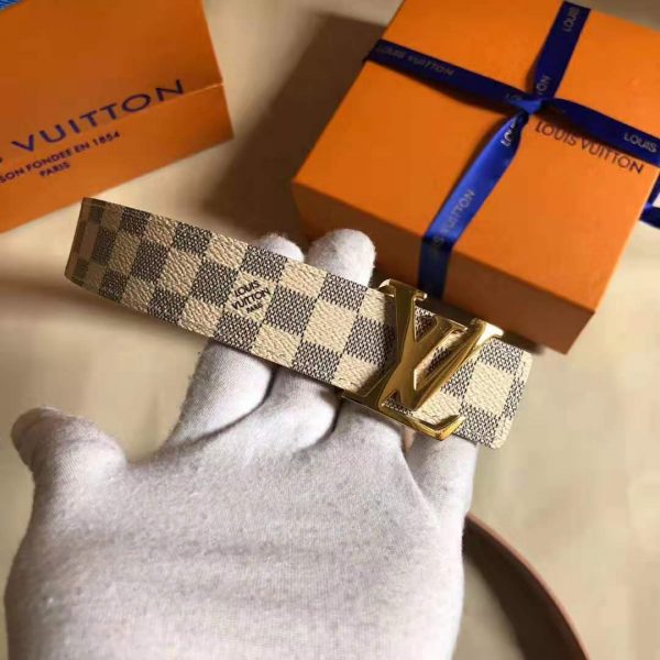 Louis Vuitton LV Unisex LV Initiales 40mm Belt in Damier Canvas-Beige (2)