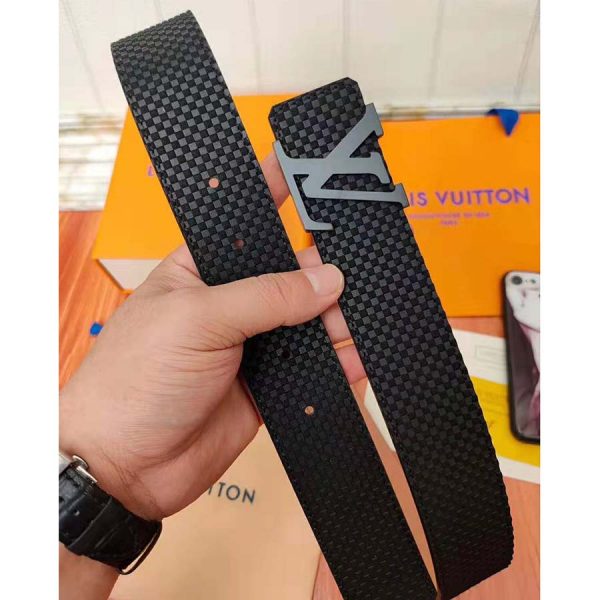 Louis Vuitton LV Unisex LV Initiales 40mm Belt in Suede Calf Leather-Black (3)