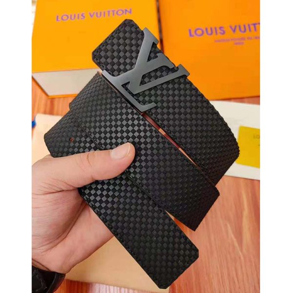 Louis Vuitton LV Unisex LV Initiales 40mm Belt in Suede Calf Leather-Black (5)