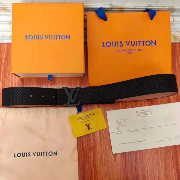 Louis Vuitton LV Unisex LV Initiales 40mm Belt in Suede Calf Leather-Black (6)