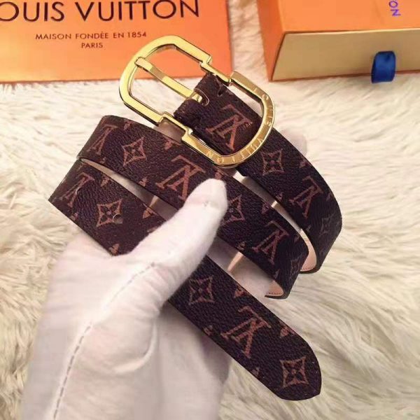 Louis Vuitton LV Unisex LV Mini 25mm Belt in Monogram Canvas-Brown (2)