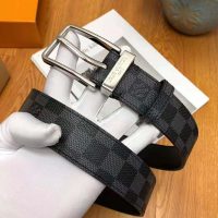 Louis Vuitton LV Unisex LV Pont Neuf 35mm Belt in Damier Canvas-Grey (1)