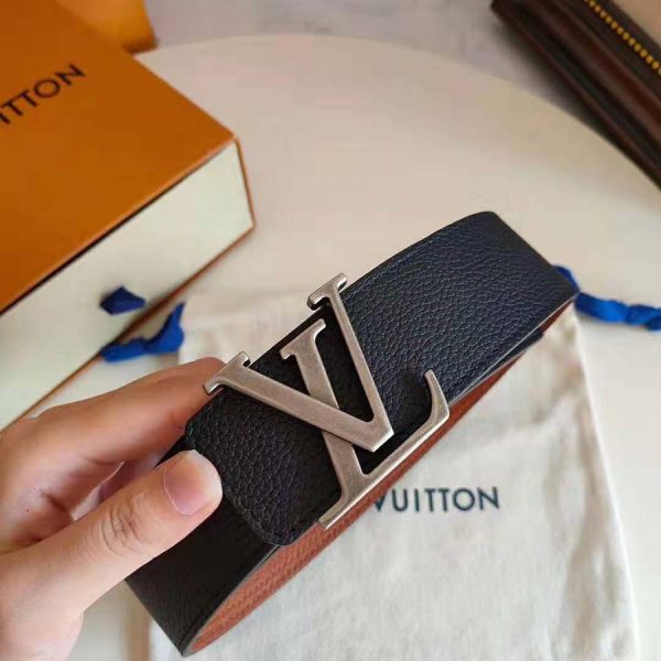 Louis Vuitton LV Unisex LV Pyramide 40mm Leather Belt-Black (4)