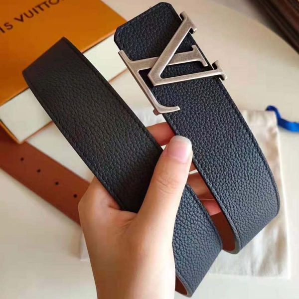 Louis Vuitton LV Unisex LV Pyramide 40mm Leather Belt-Black (5)