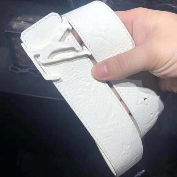 Louis Vuitton LV Unisex LV Shape 40mm Belt in Embossed White Taurillon Leather (2)