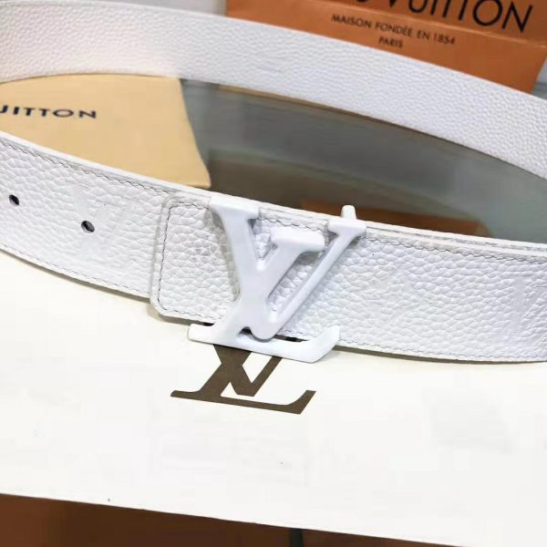 Louis Vuitton LV Unisex LV Shape 40mm Belt in Embossed White Taurillon Leather (6)