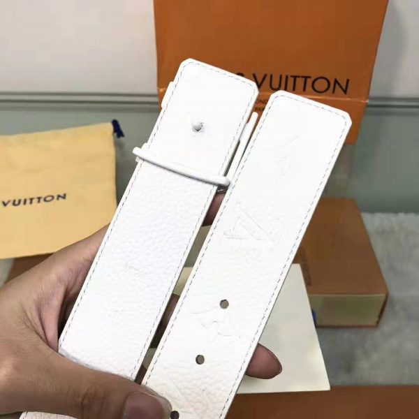 Louis Vuitton LV Unisex LV Shape 40mm Belt in Embossed White Taurillon Leather (8)