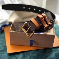 Louis Vuitton LV Unisex LV Signature 35mm Belt in Monogram Canvas-Brown (1)