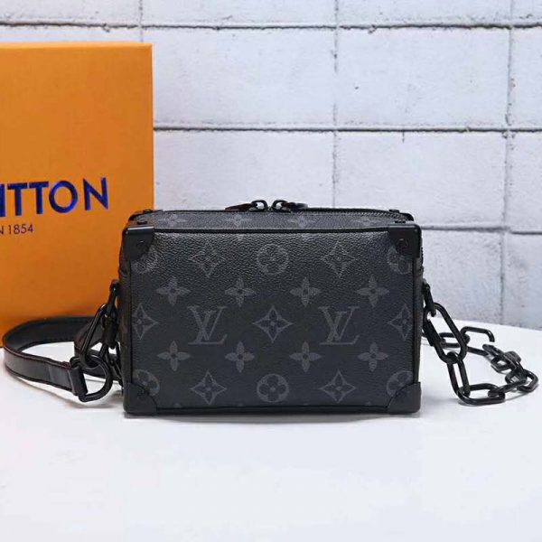Louis Vuitton LV Unisex Mini Soft Trunk Bag in Monogram Eclipse Canvas and Chain (4)