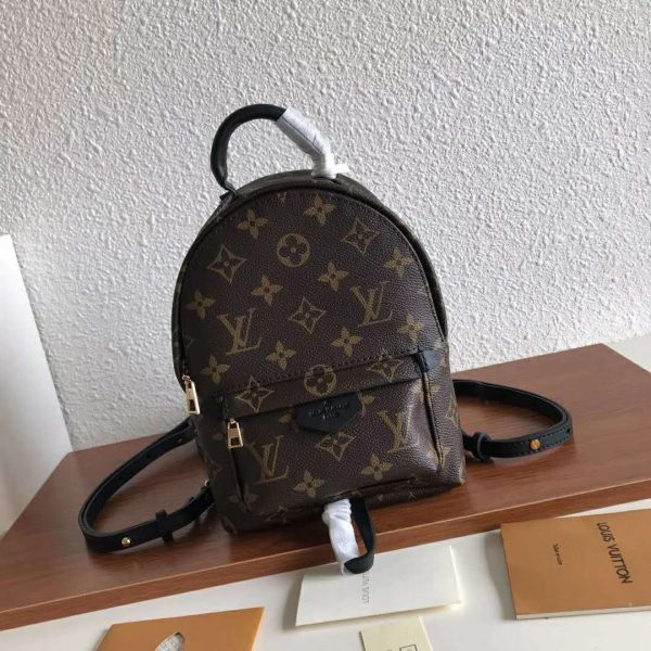 Louis Vuitton LV Unisex Palm Springs Backpack Mini in Monogram Coated Canvas-Brown (3)