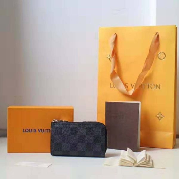 Louis Vuitton LV Unisex Pochette Clé Key Pouch Wallet in Damier Graphite Canvas-Grey (2)