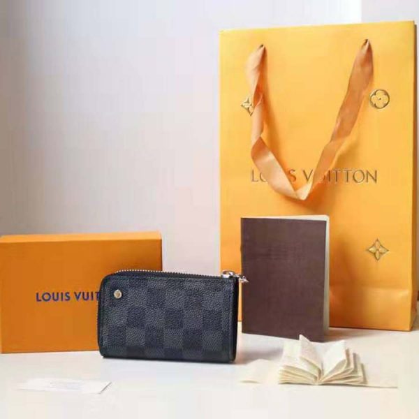 Louis Vuitton LV Unisex Pochette Clé Key Pouch Wallet in Damier Graphite Canvas-Grey (3)