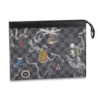 Louis Vuitton LV Unisex Pochette Voyage MM Bag in Damier Graphite Coated Canvas-Grey (1)