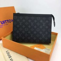 Louis Vuitton LV Unisex Pochette Voyage MM Bag in Monogram Eclipse canvas-Grey (1)