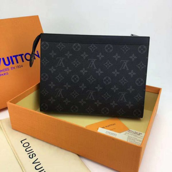 Louis Vuitton LV Unisex Pochette Voyage MM Bag in Monogram Eclipse canvas-Grey (3)