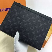 Louis Vuitton LV Unisex Pochette Voyage MM Bag in Monogram Eclipse canvas-Grey (1)