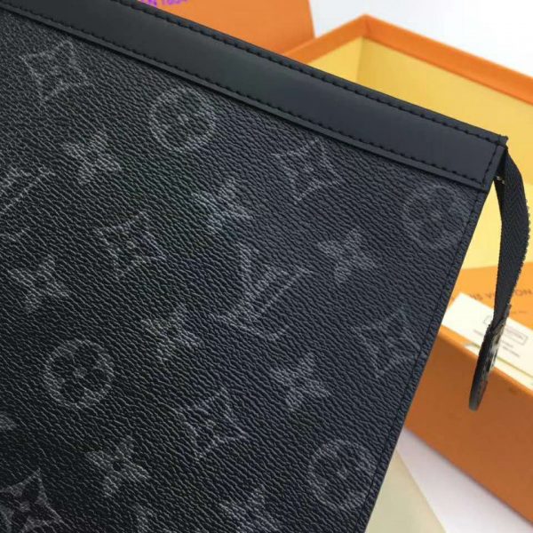 Louis Vuitton LV Unisex Pochette Voyage MM Bag in Monogram Eclipse canvas-Grey (9)