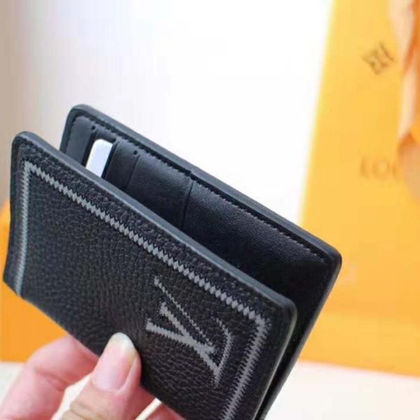 Louis Vuitton LV Unisex Pocket Organizer Wallet in Taurillon Leather-Black (3)