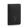 Louis Vuitton LV Unisex Pocket Organizer Wallet in Taurillon Leather-Black