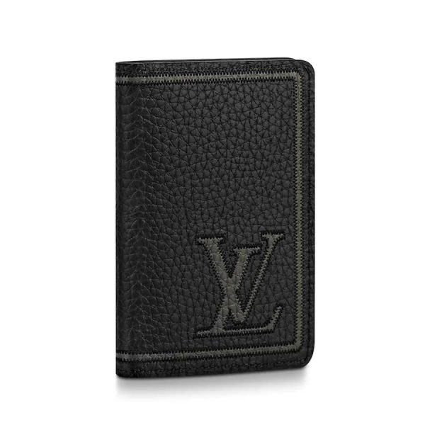 Louis Vuitton LV Unisex Pocket Organizer Wallet in Taurillon Leather-Black (7)