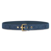 Louis Vuitton LV Unisex Signature 35mm Belt in Monogram-Printed Washed Denim-Purple